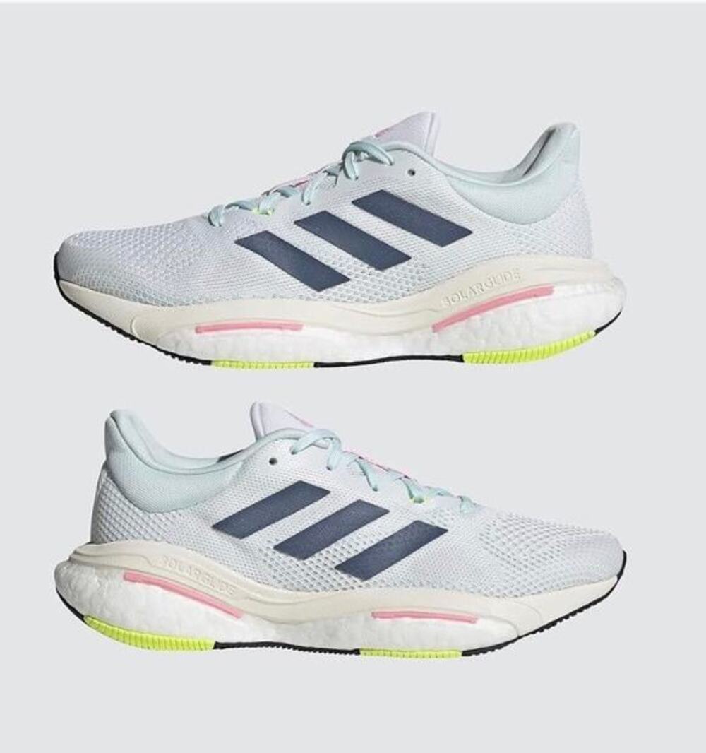 Adidas Woman's Solarglide 5 Running Shoes Cloud White Wonder Steel Beam Pink 8.5